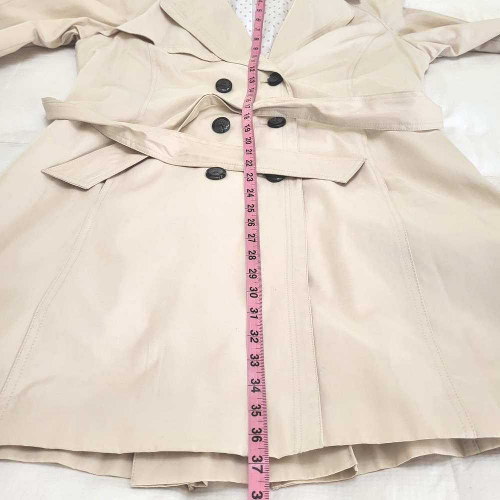 Marvin Richards New York Cream Ivory Long Double Breasted Tie Trench Coat XL - Picture 8 of 9